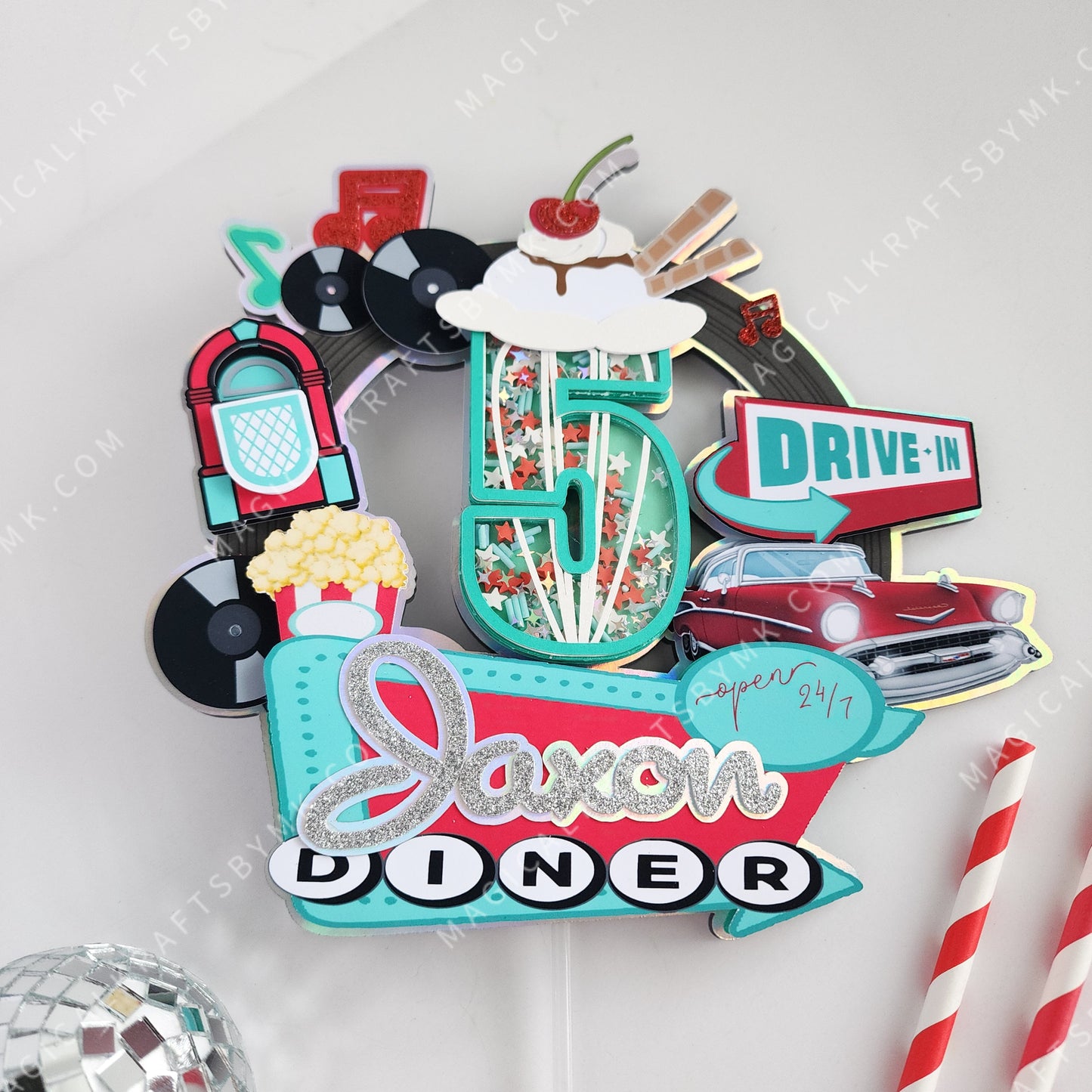 Drive-In Diner Cake Topper