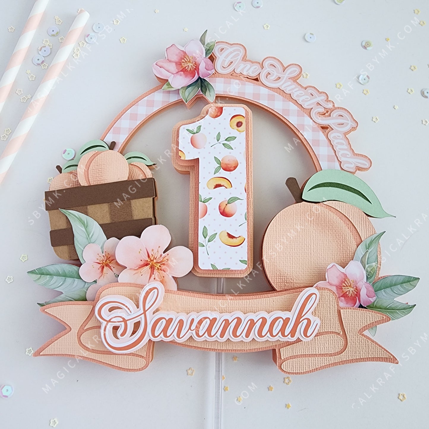One Sweet Peach Cake Topper