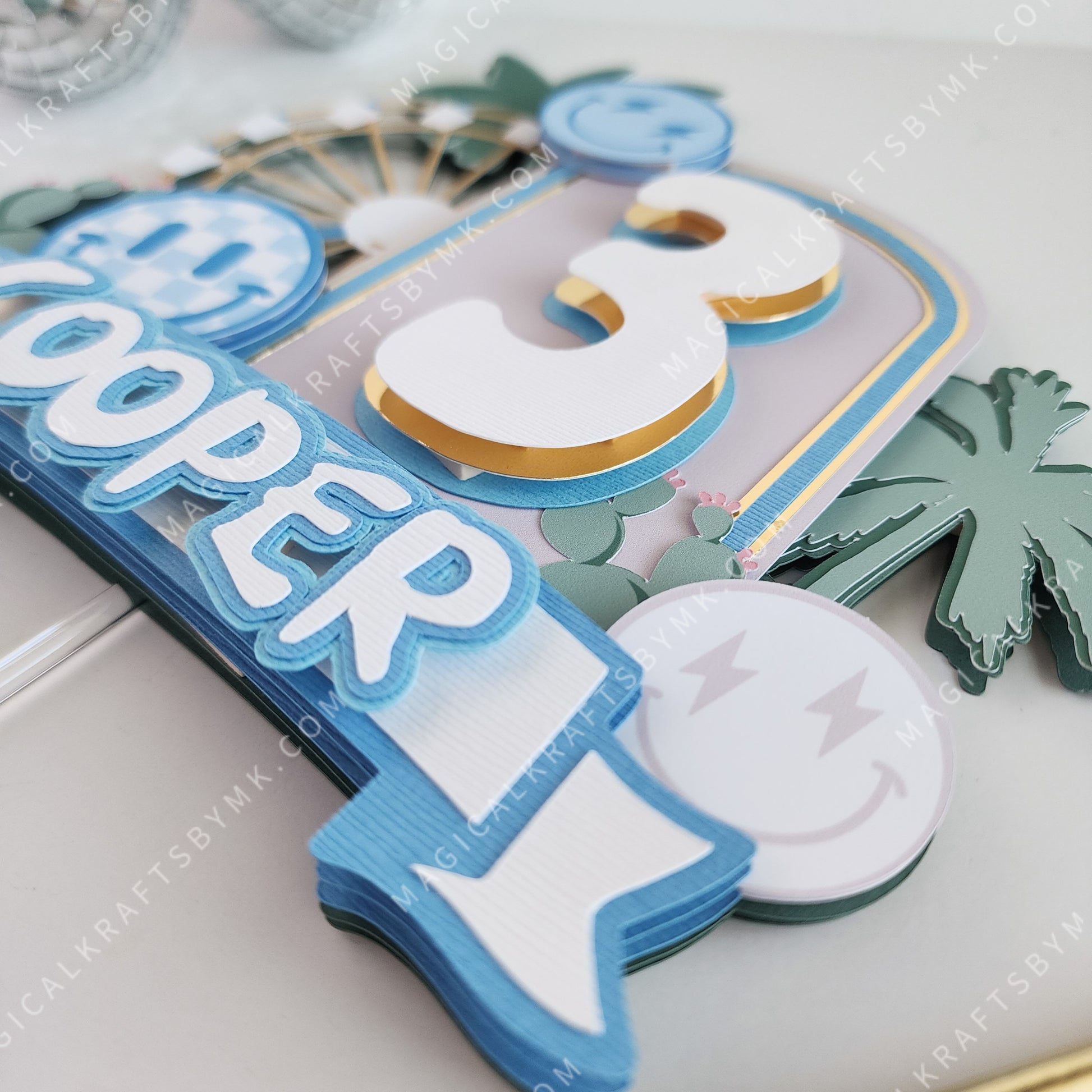 Boho Blue Kidchella Cake Topper