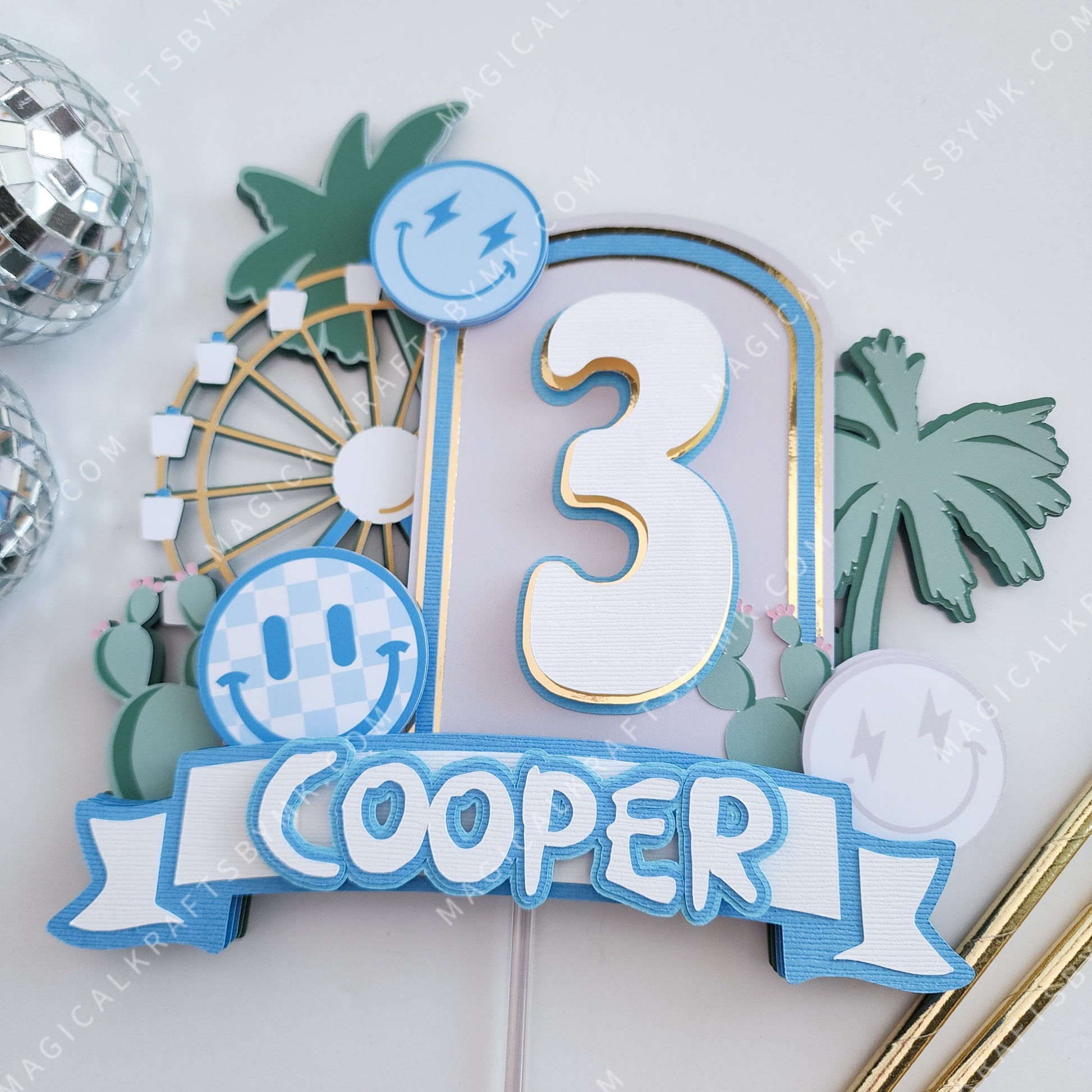 Boho Blue Kidchella Cake Topper