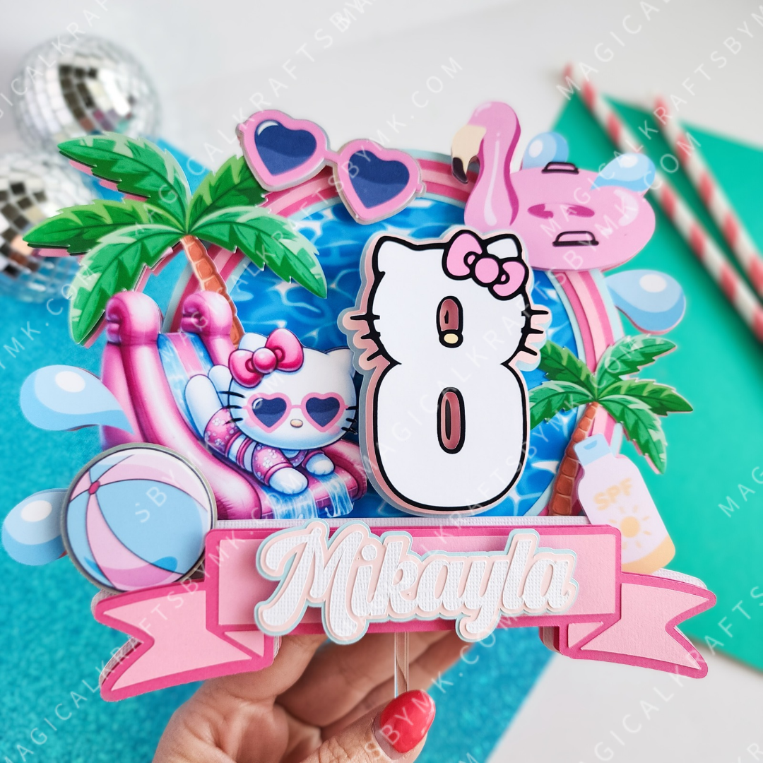 Waterslide Kitty Cake Topper