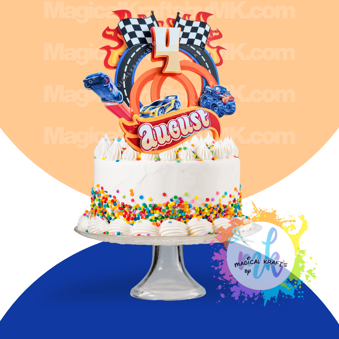 Hot Track Cars Cake Topper
