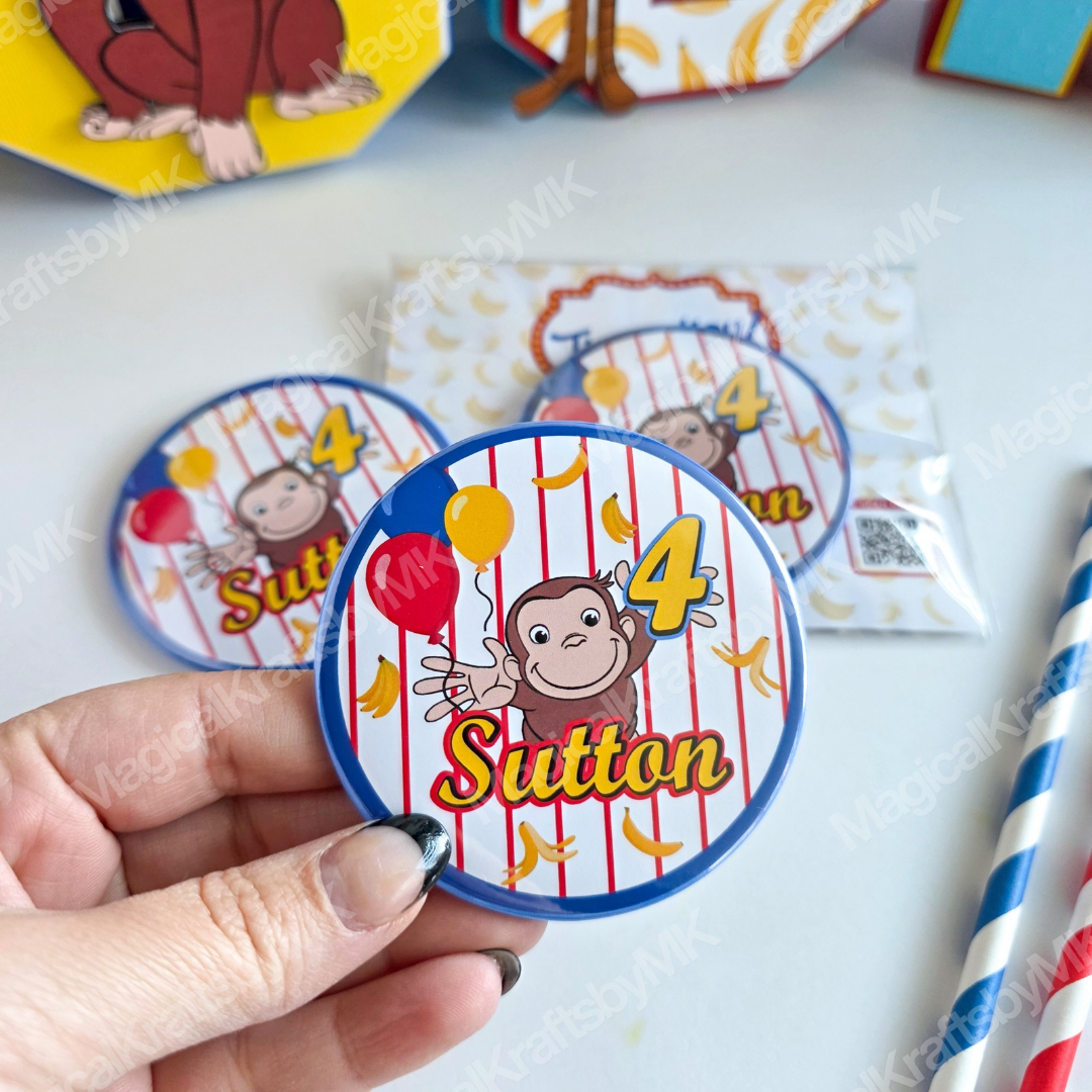 Curious Monkey 3" Buttons