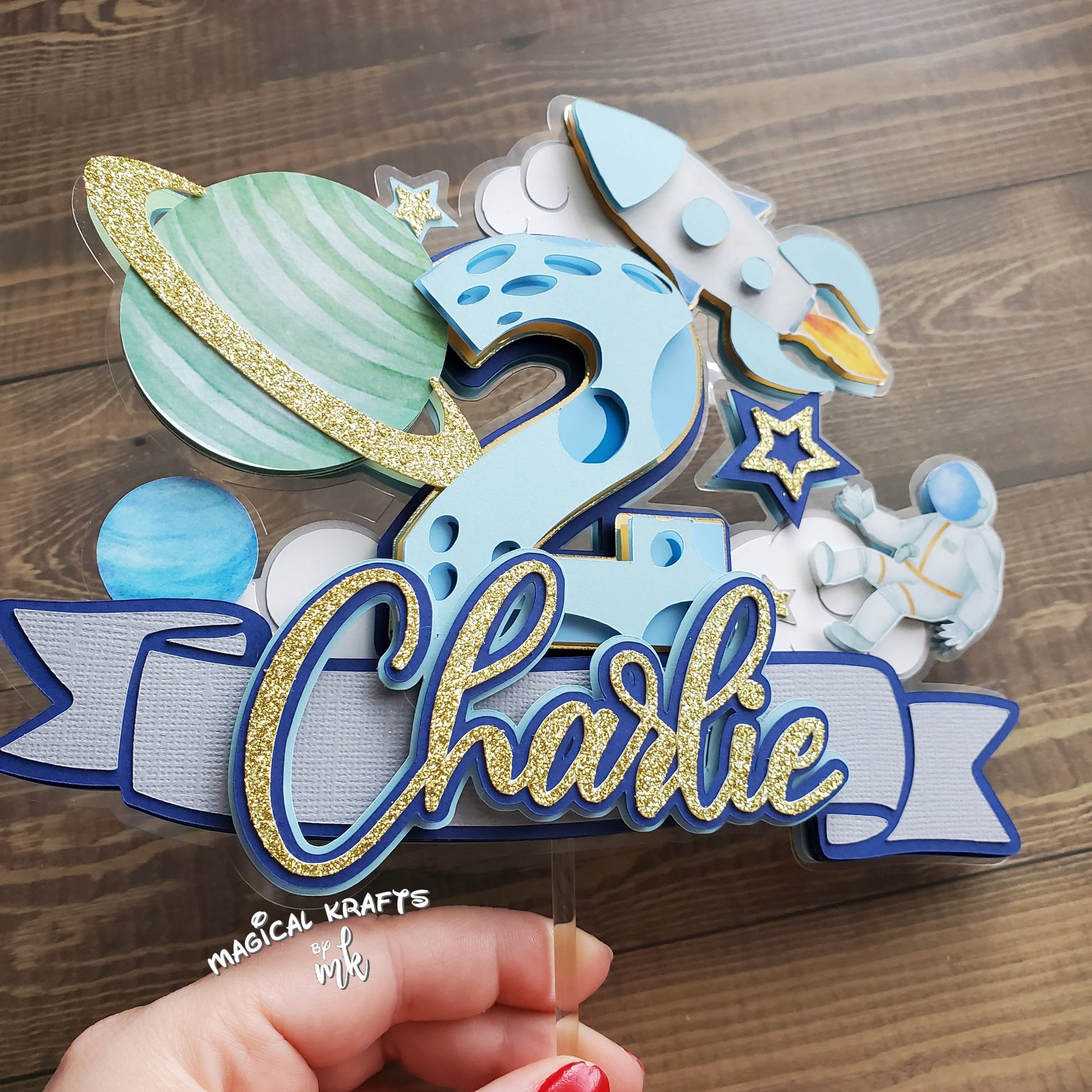 Glitter Moon Cake Topper