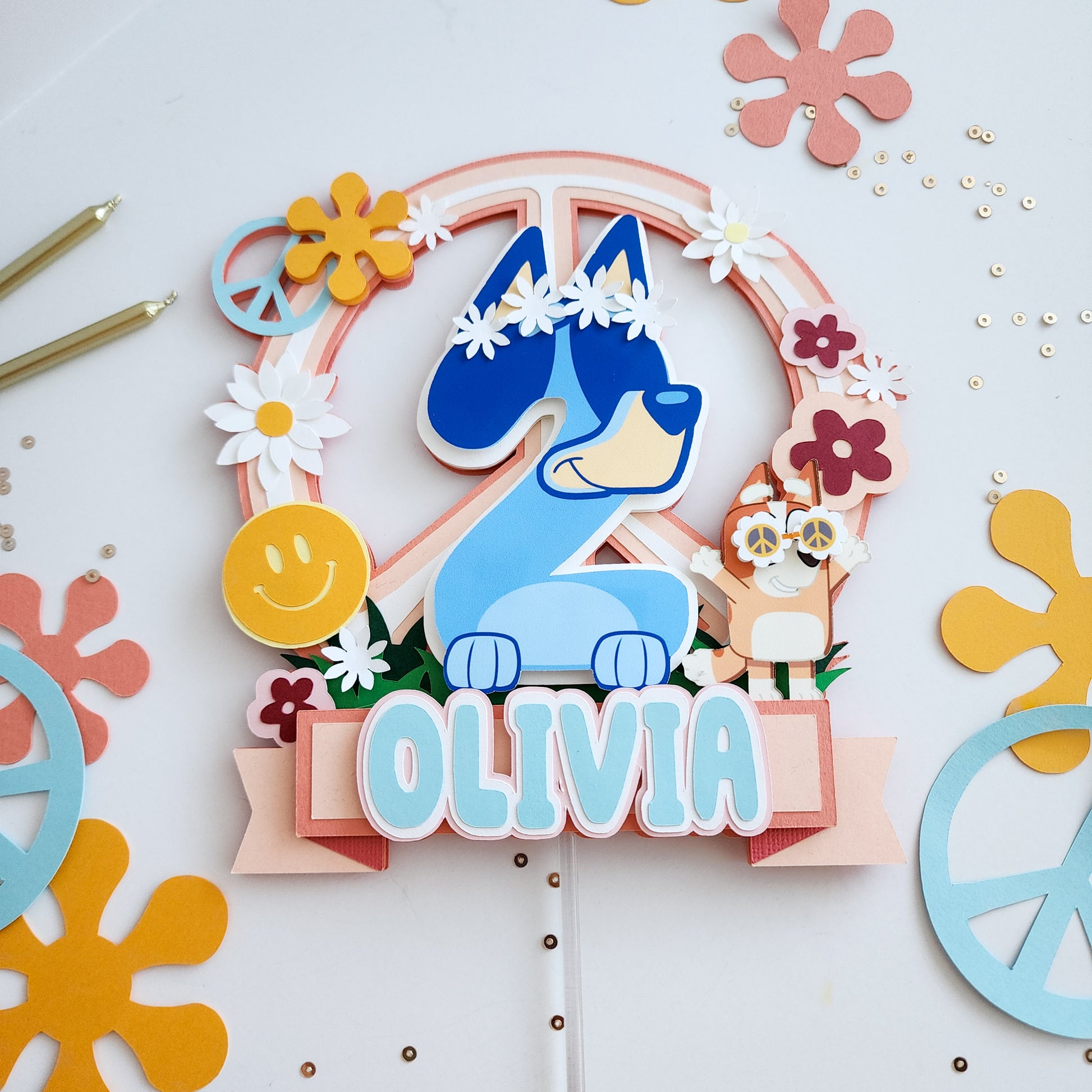 Groovy Blue Heeler Cake Topper