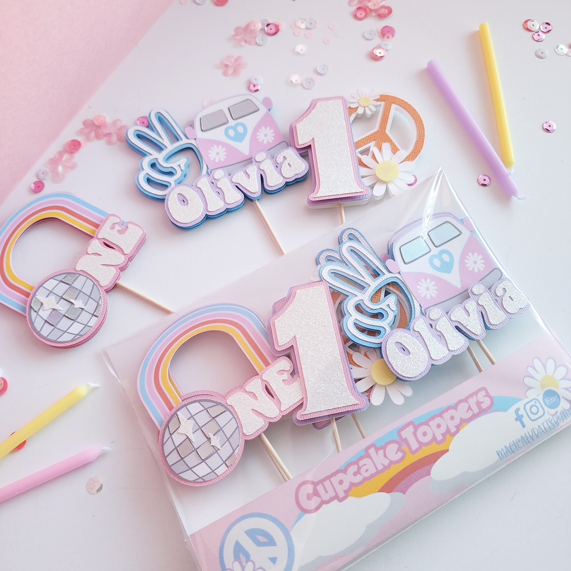 Groovy Cupcake Toppers