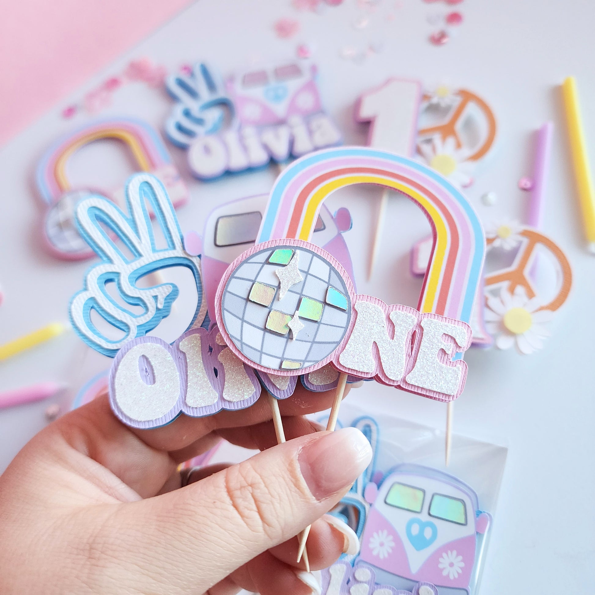 Groovy Cupcake Toppers
