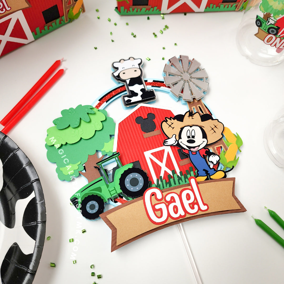 Farmer Mickey Cake Topper