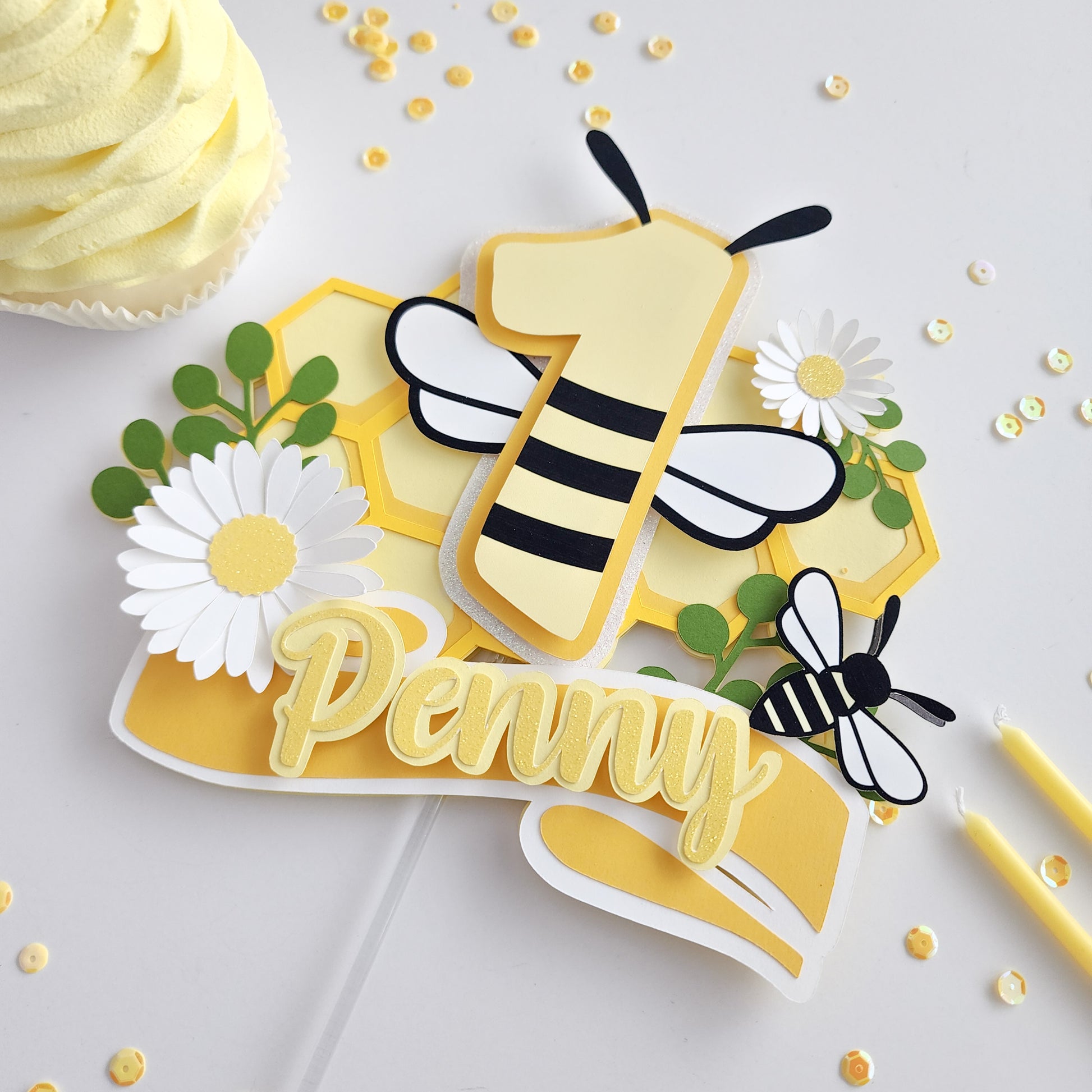 Bee-Day Cake Topper