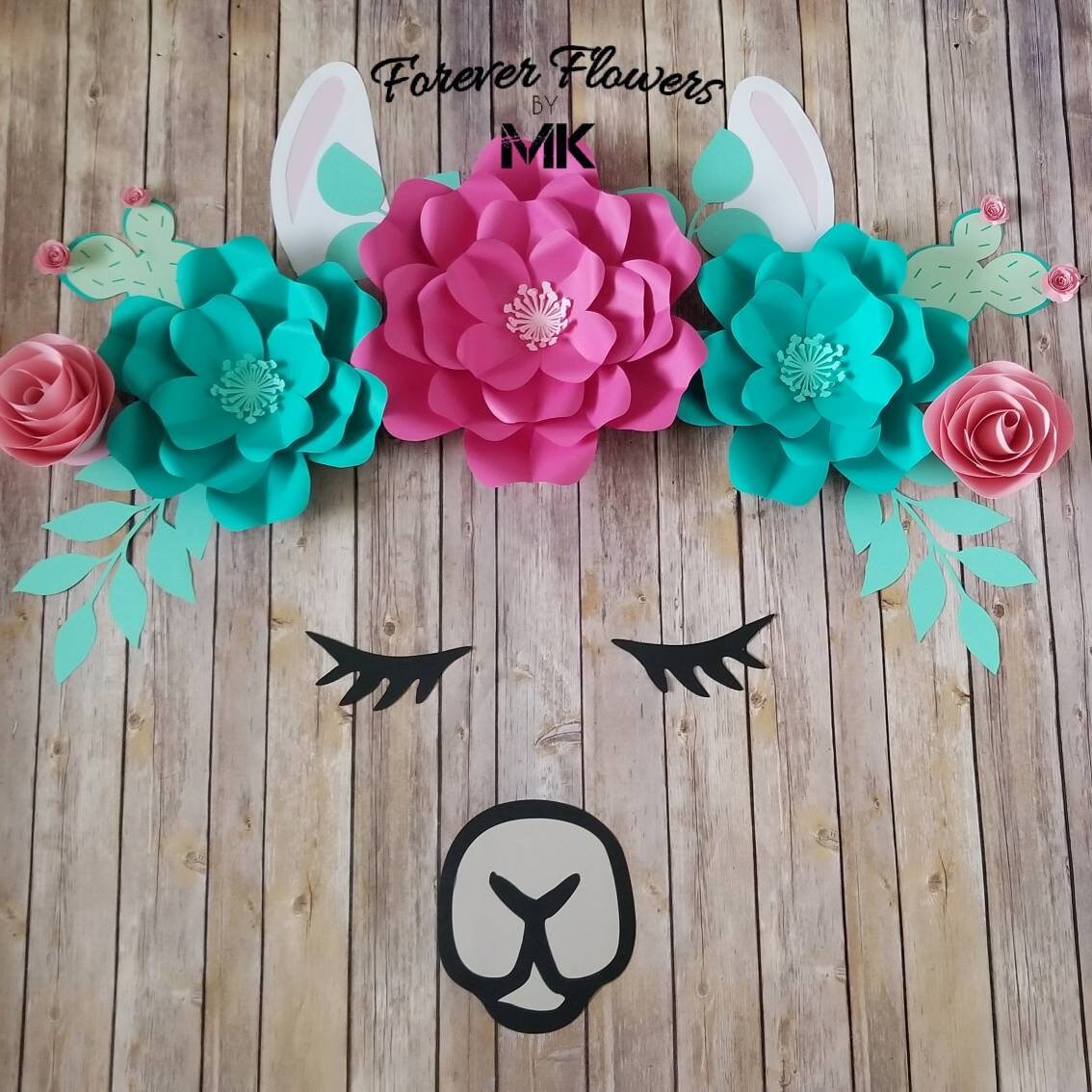 Boho Llama Flowers Set