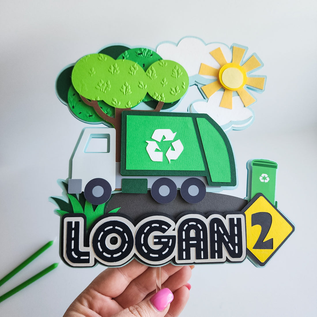 Recycling Truck Cake Topper