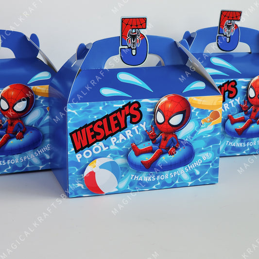 Spiderman Pool Party Favor Boxes