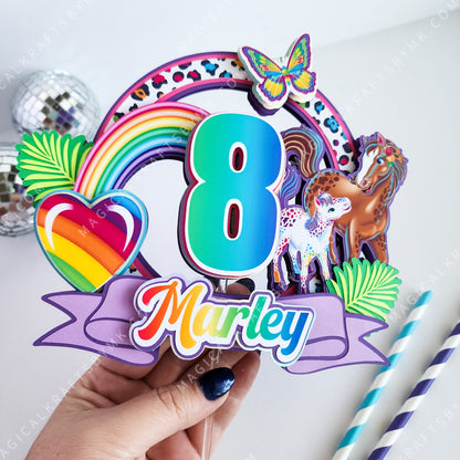 90s Rainbow Cake Topper - Horses