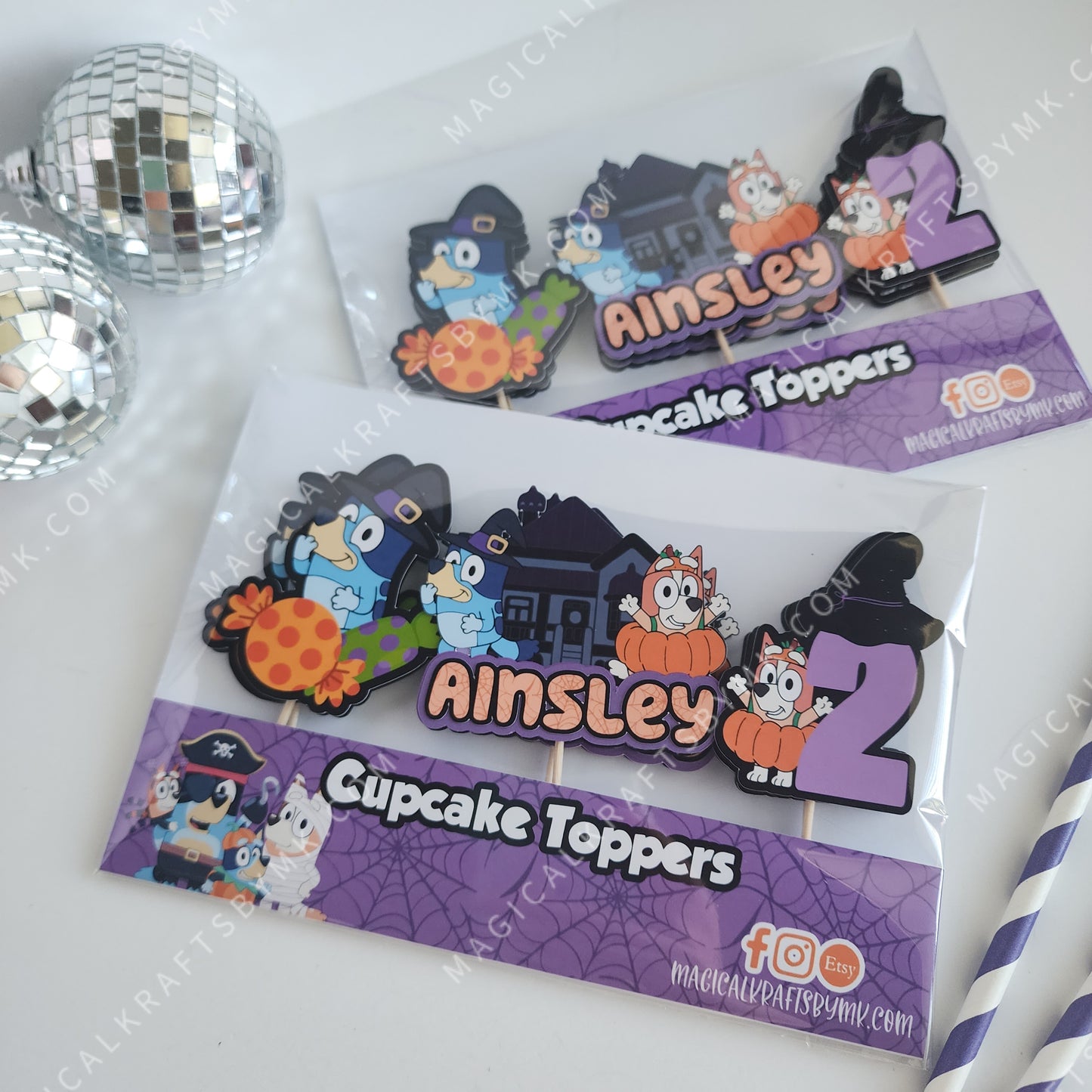 Blue Heeler Halloween Cupcake Toppers