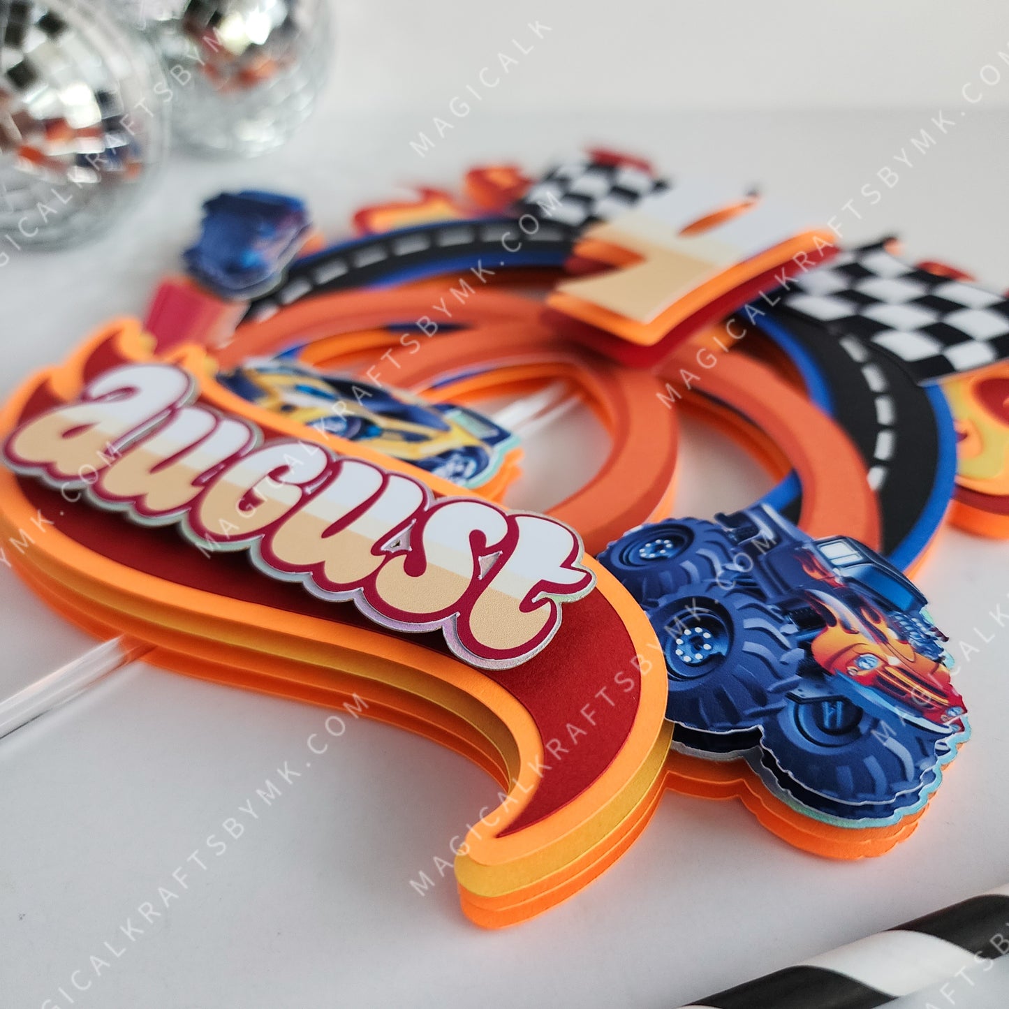 Hot Track Cars Cake Topper