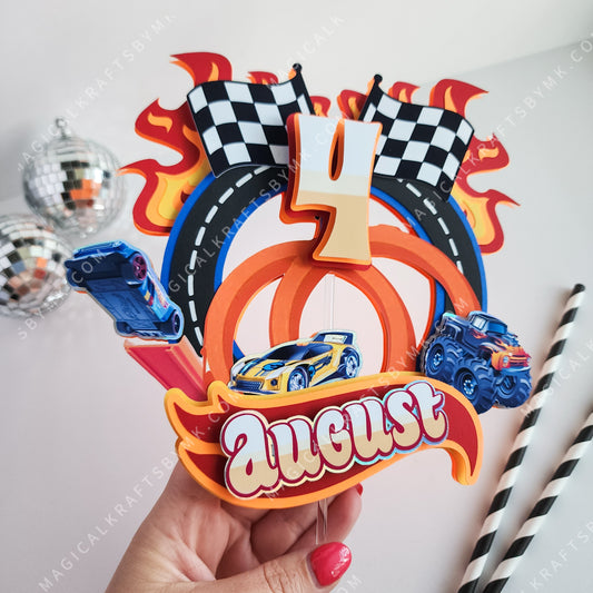 Hot Track Cars Cake Topper