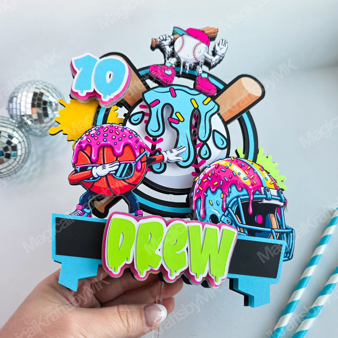 Drippy Sports Cake Topper