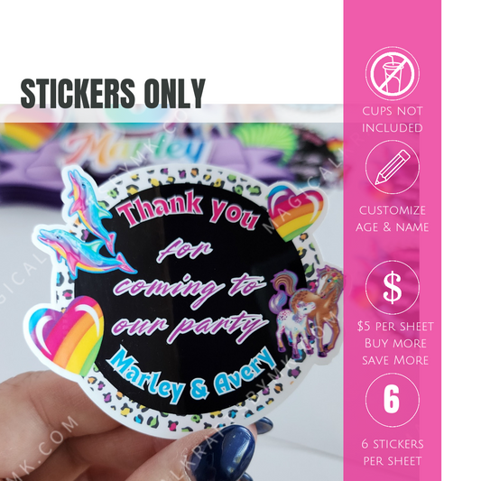 Stickers Only: 90s Rainbow Animal Sticker Sheets (Physical)