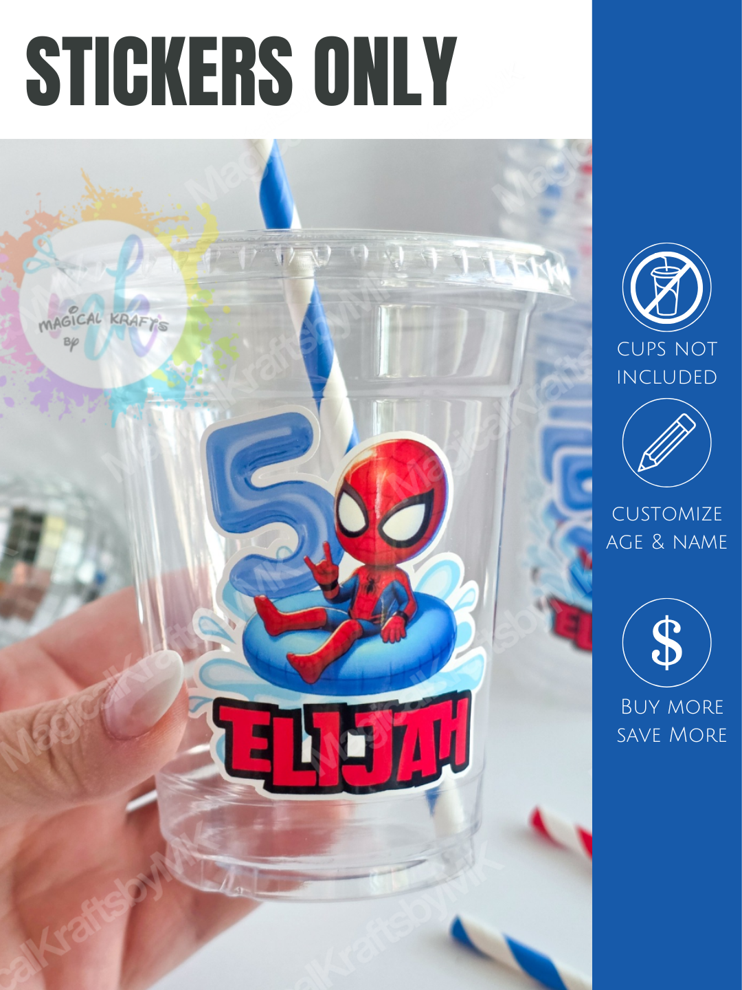 Stickers Only: Spiderman Pool Party Sticker Sheets (Physical)