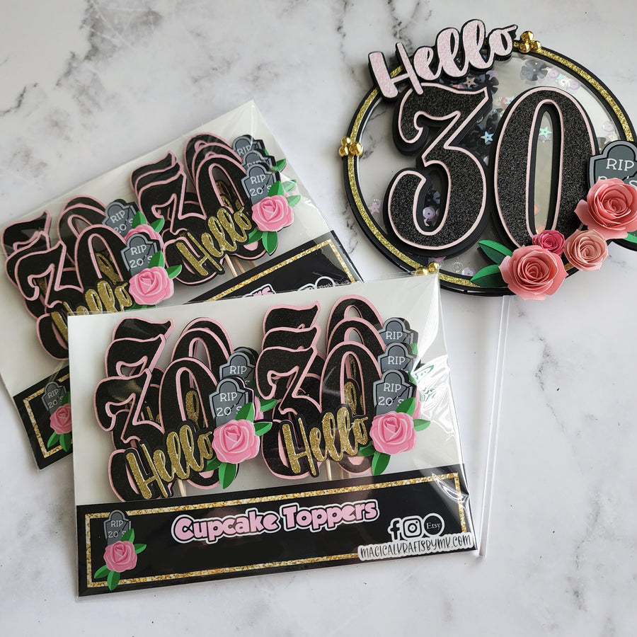 Hello 30 Cupcake Toppers