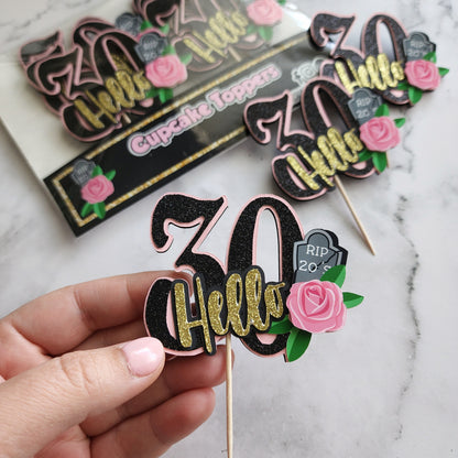 Hello 30 Cupcake Toppers