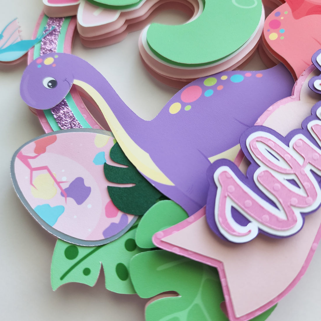 Rainbow Dinosaur Cake Topper