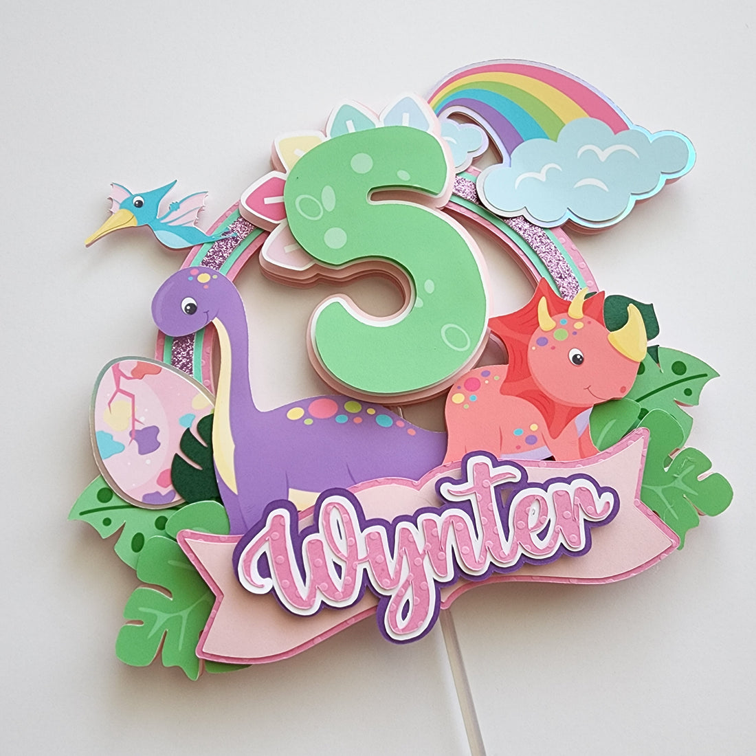 Rainbow Dinosaur Cake Topper