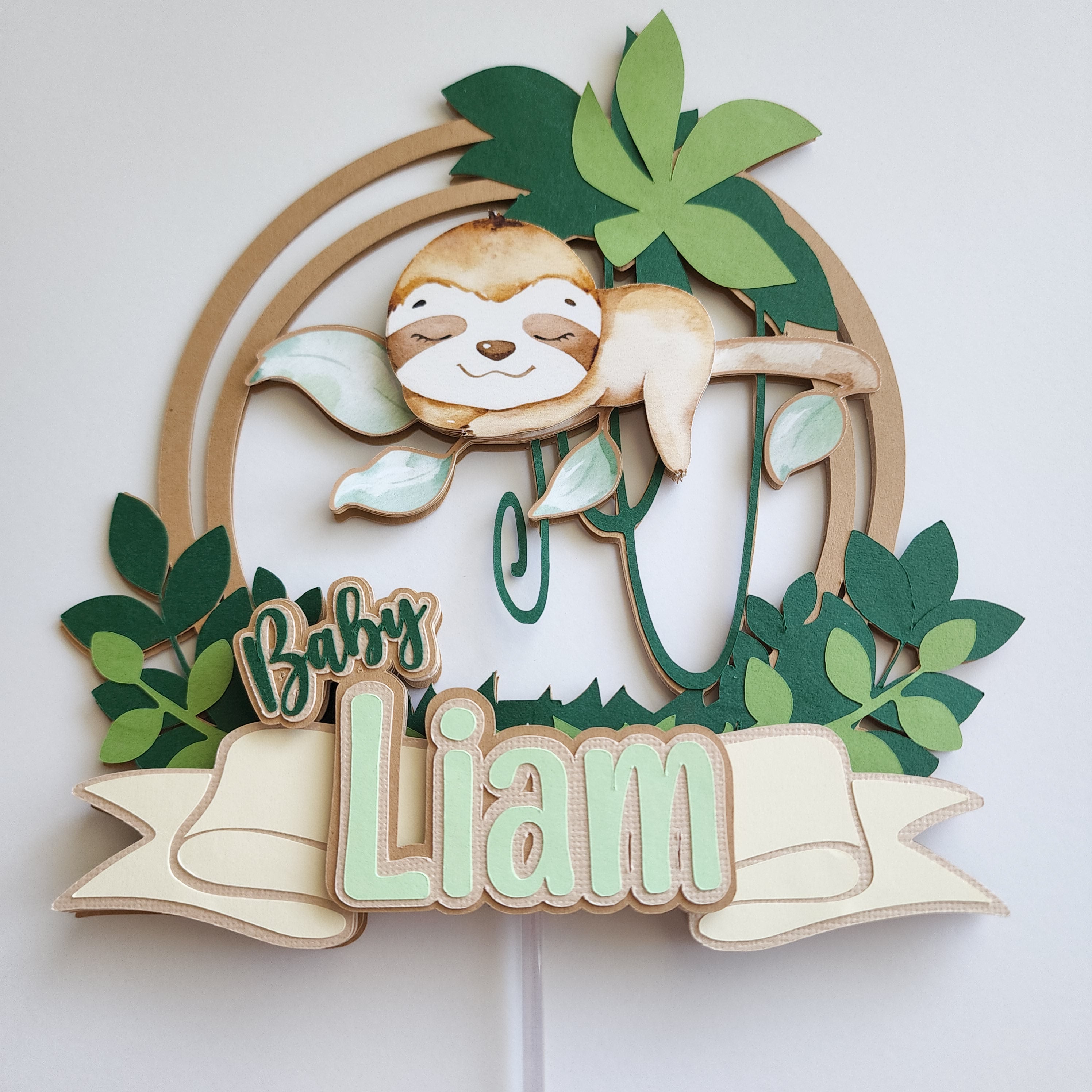 Sloth Cake Topper (Baby Shower or Add Age) – Magicalkraftsbymk
