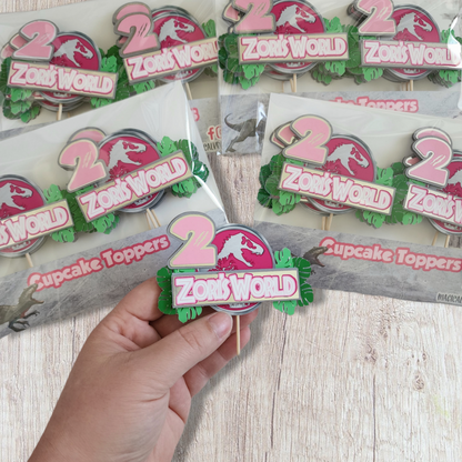 Jurassic Pink Cupcake Toppers