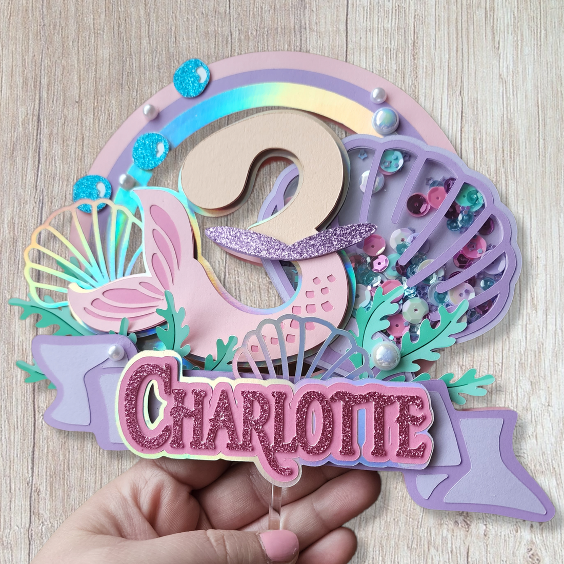 Holographic Mermaid Cake Topper