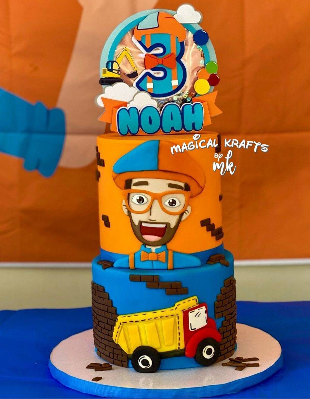 Cake Blippi | Construction birthday cake, Toddler birthday party, 3rd  birthday cakes